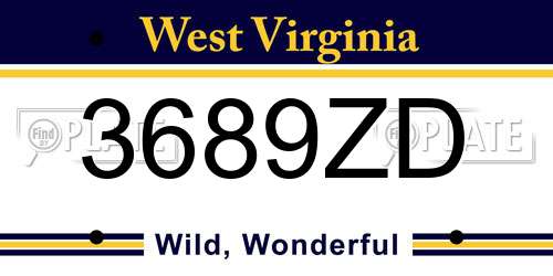 3689ZD West Virginia License Plate