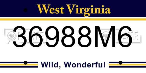 36988M6 West Virginia License Plate