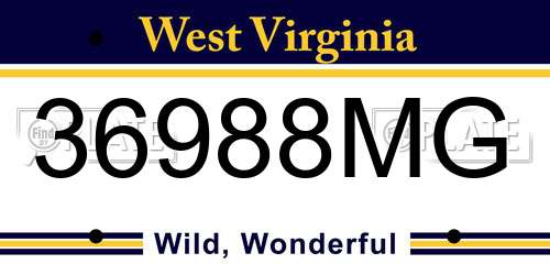 36988MG West Virginia License Plate