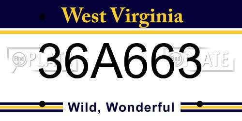 36A663 West Virginia License Plate