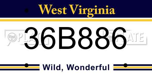 36B886 West Virginia License Plate