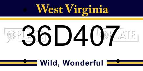 36D407 West Virginia License Plate