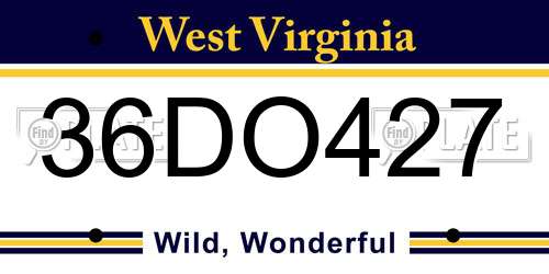 36DO427 West Virginia License Plate