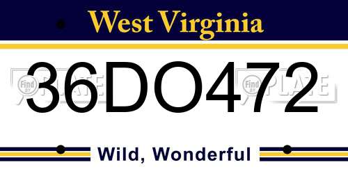 36DO472 West Virginia License Plate