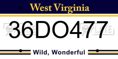 36DO477 West Virginia License Plate