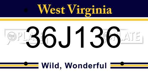 36J136 West Virginia License Plate