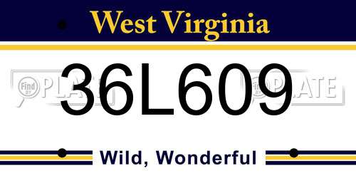 36L609 West Virginia License Plate