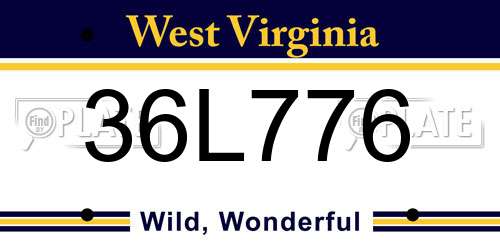 36L776 West Virginia License Plate