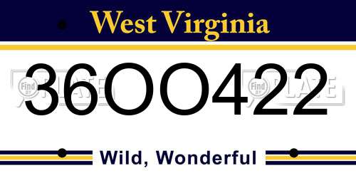 36OO422 West Virginia License Plate