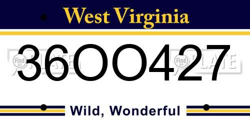 36OO427 West Virginia License Plate