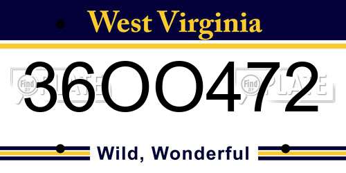 36OO472 West Virginia License Plate