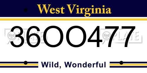 36OO477 West Virginia License Plate