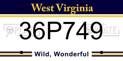 36P749 West Virginia License Plate