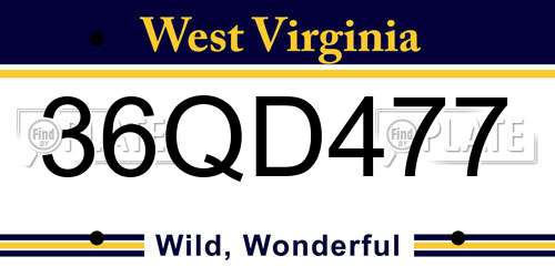 36QD477 West Virginia License Plate