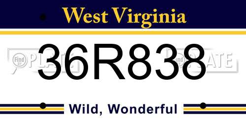 36R838 West Virginia License Plate