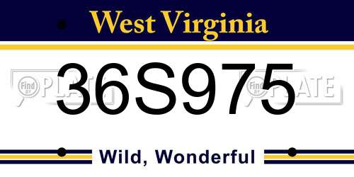 36S975 West Virginia License Plate