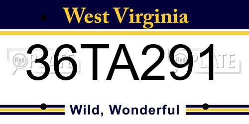 36TA291 West Virginia License Plate