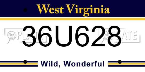 36U628 West Virginia License Plate