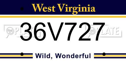 36V727 West Virginia License Plate