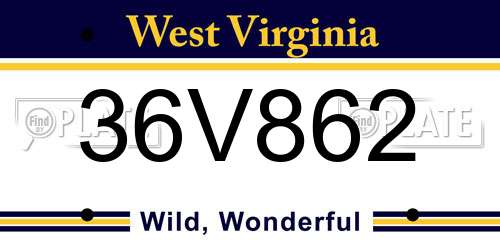 36V862 West Virginia License Plate