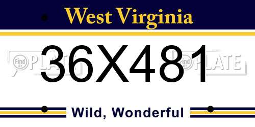 36X481 West Virginia License Plate