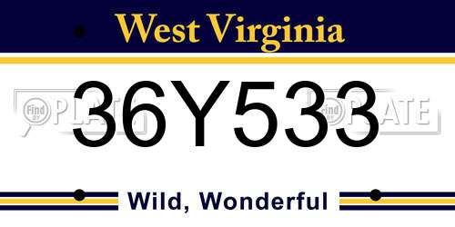 36Y533 West Virginia License Plate