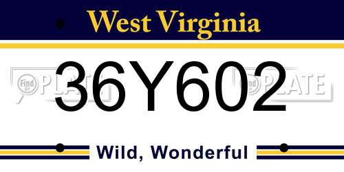 36Y602 West Virginia License Plate