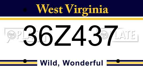 36Z437 West Virginia License Plate