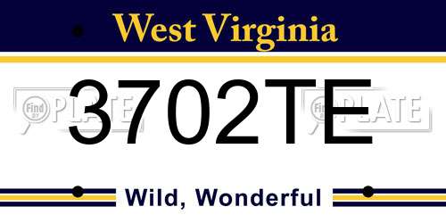 3702TE West Virginia License Plate