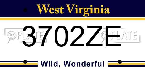 3702ZE West Virginia License Plate