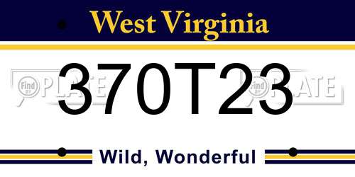 370T23 West Virginia License Plate