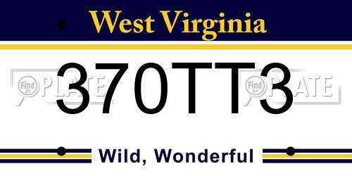 370TT3 West Virginia License Plate