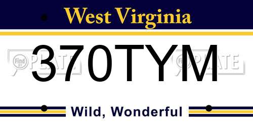 370TYM West Virginia License Plate