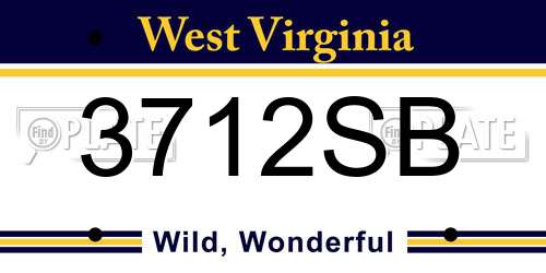 3712SB West Virginia License Plate
