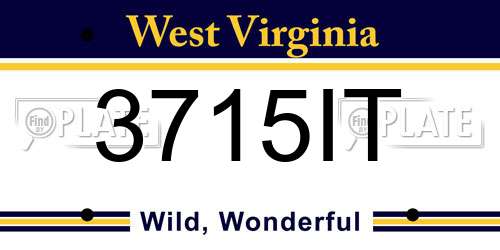 3715IT West Virginia License Plate