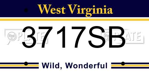 3717SB West Virginia License Plate