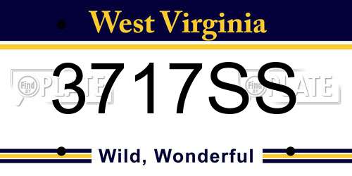 3717SS West Virginia License Plate