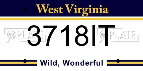 3718IT West Virginia License Plate