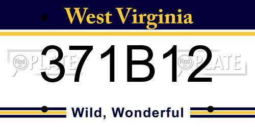 371B12 West Virginia License Plate