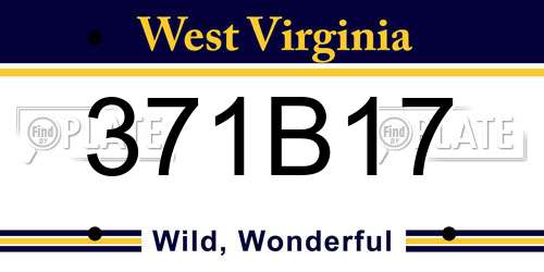 371B17 West Virginia License Plate