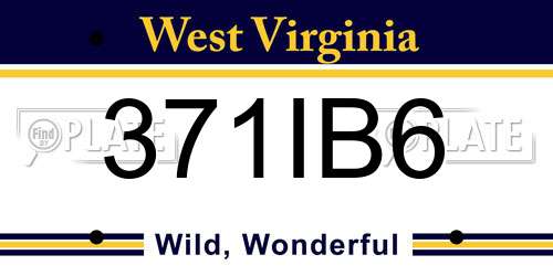 371IB6 West Virginia License Plate