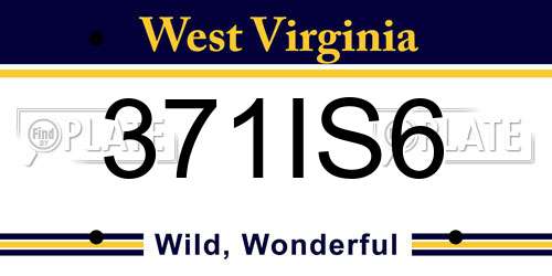 371IS6 West Virginia License Plate