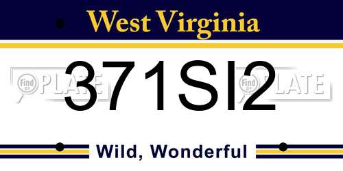 371SI2 West Virginia License Plate