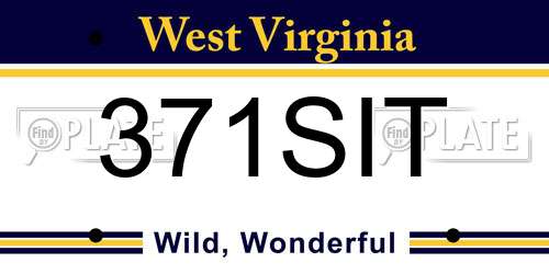371SIT West Virginia License Plate