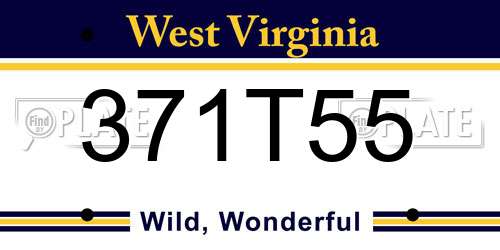 371T55 West Virginia License Plate