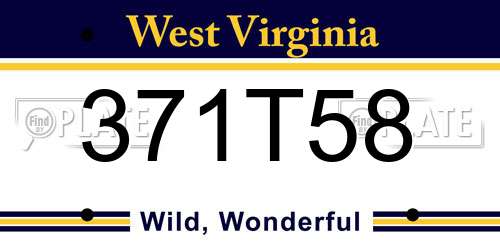 371T58 West Virginia License Plate