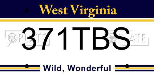 371TBS West Virginia License Plate