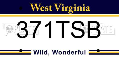 371TSB West Virginia License Plate