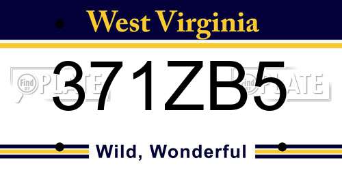 371ZB5 West Virginia License Plate