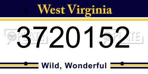 3720152 West Virginia License Plate